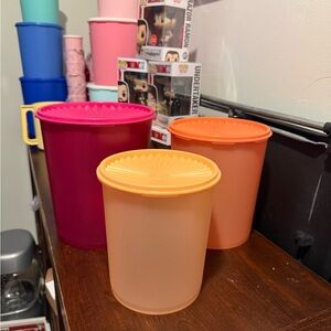 Tupperware Set of Three Colorful Storage Containers